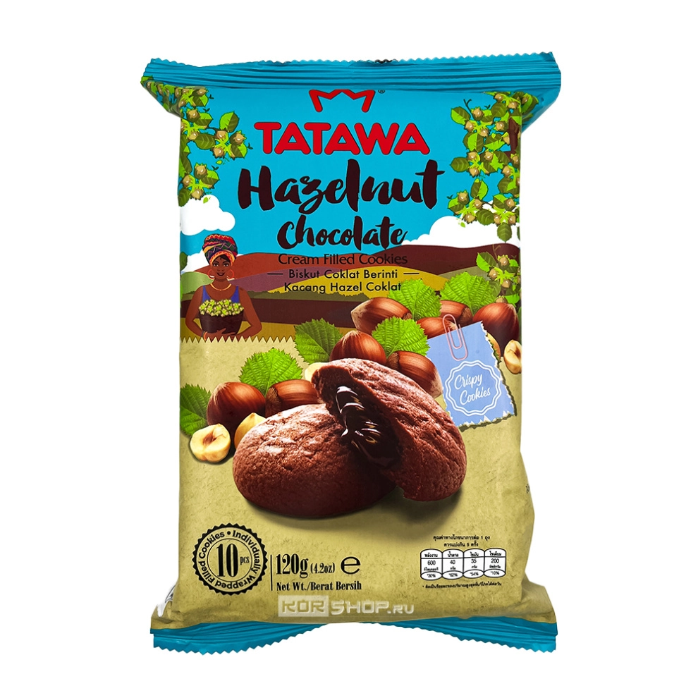 Печенье с шоколадно-ореховым кремом Tatawa, Малайзия, 120 г Печенье с шоколадно-ореховым кремом Tatawa, Малайзия, 120 г