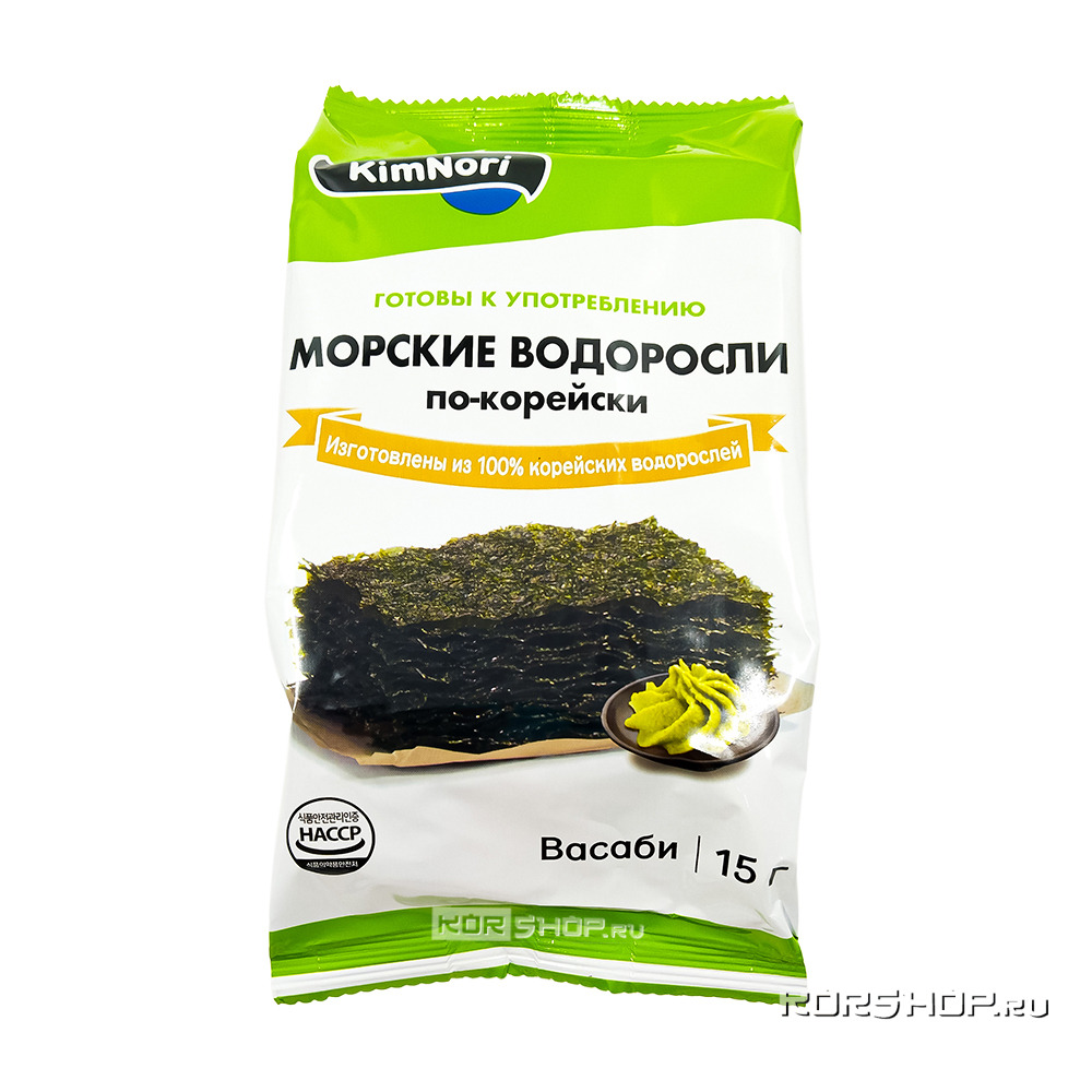Жареная хрустящая морская капуста со вкусом приправы васаби КимНори / KimNori, Корея, 15 г Жареная хрустящая морская капуста со вкусом приправы васаби КимНори / KimNori, Корея, 15 г