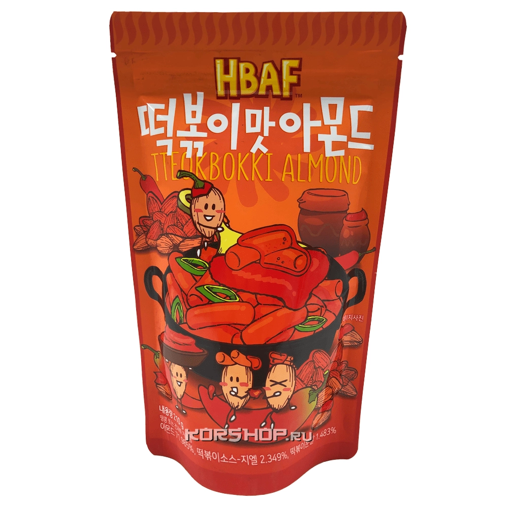 Миндаль со вкусом Токпокки Hbaf, Корея, 210 г Миндаль со вкусом Токпокки Hbaf, Корея, 210 г