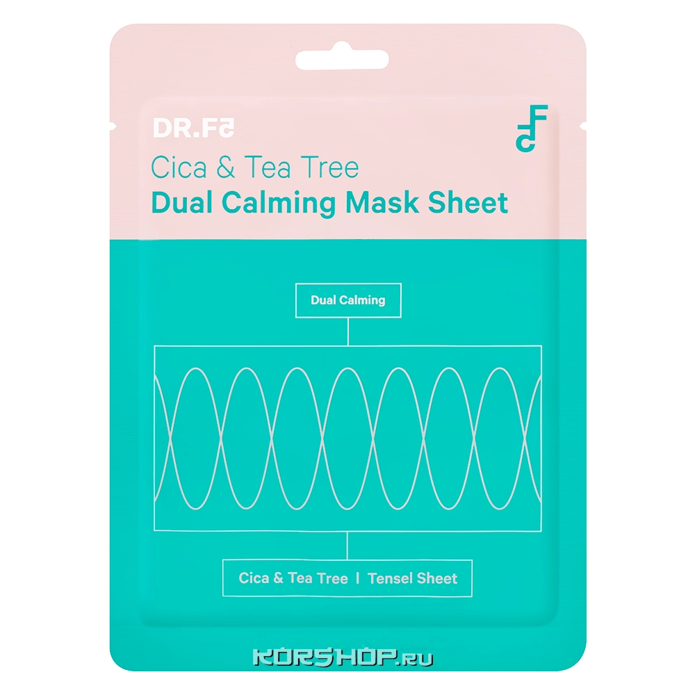 Успокаивающая маска двойного действия с центеллой и чайным деревом Cica Tea Tree Dual Calming Mask Sheet DR.F5, Корея, 23 г