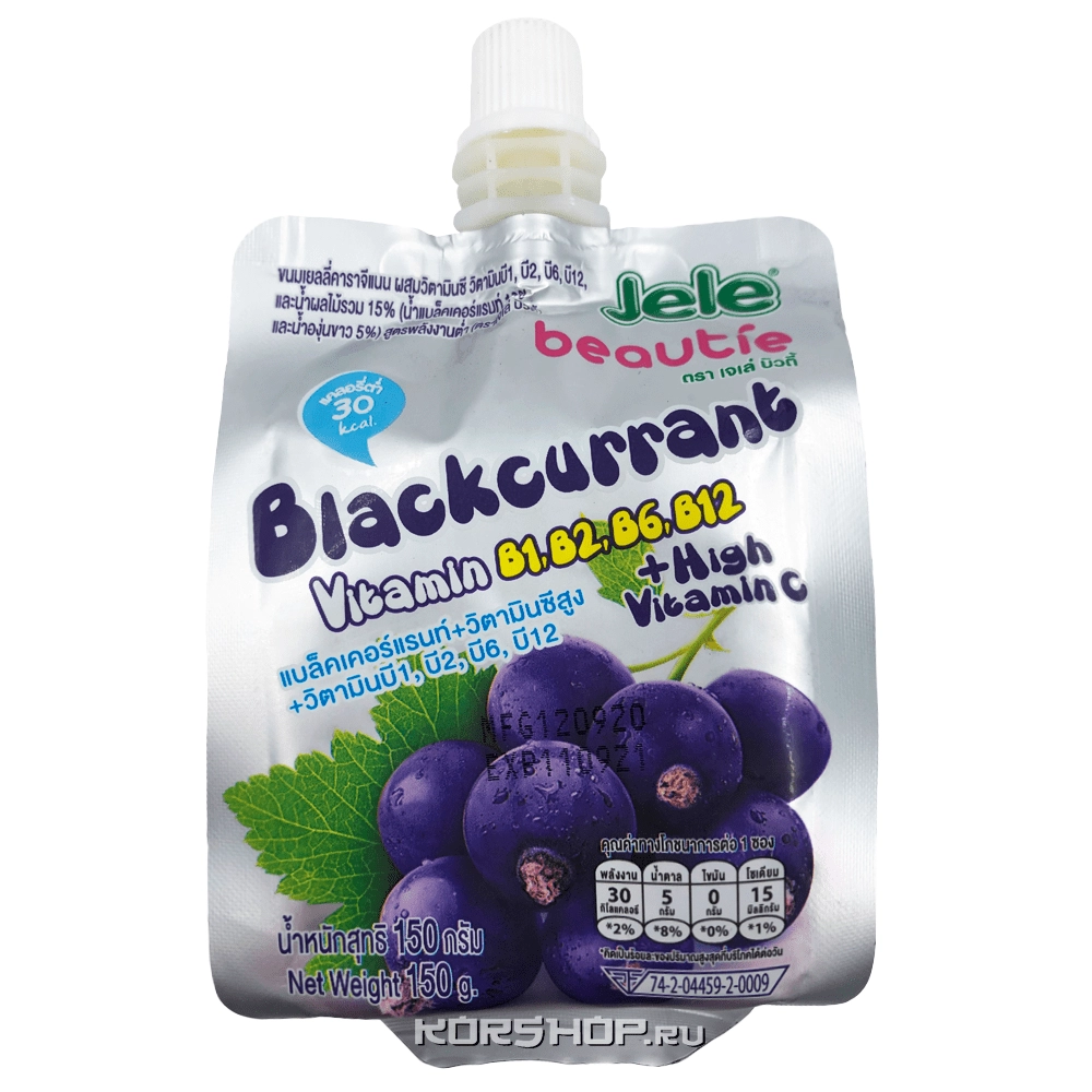 Желе с натуральным соком и витаминами Черная Смородина Beautie Jele, Таиланд, 140 г Желе с натуральным соком и витаминами Черная Смородина Beautie Jele, Таиланд, 140 г