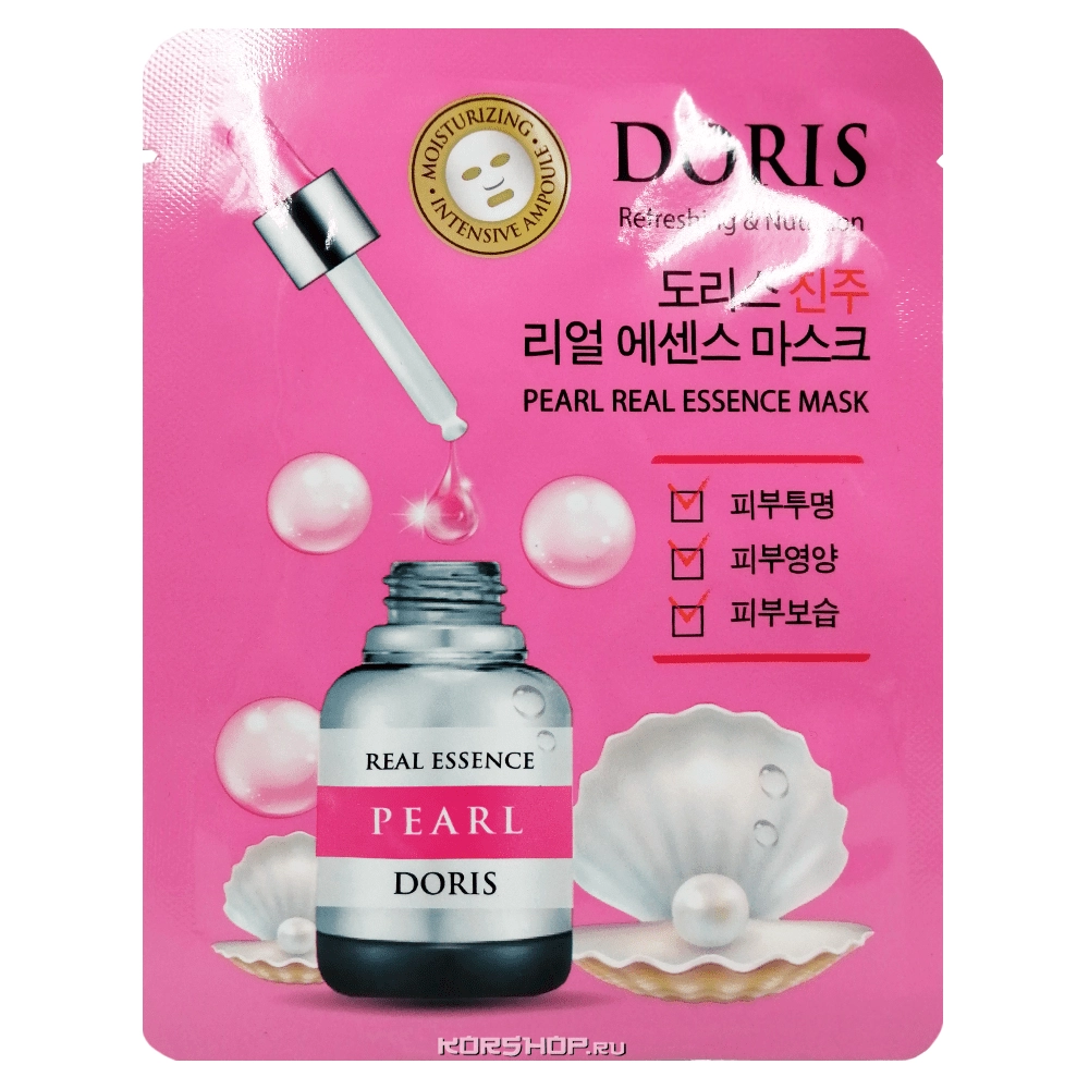 Тканевая маска для лица с экстрактом жемчуга Real Essence Doris Jigott, Корея, 23 мл
