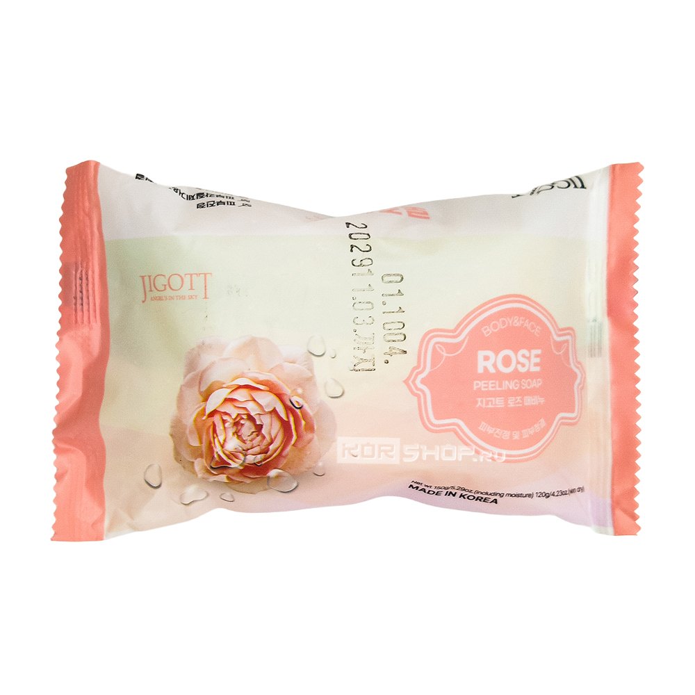 Пилинг-мыло с экстрактом розы для лица и тела (Peeling Soap Rose) Jigott, Корея, 150 г