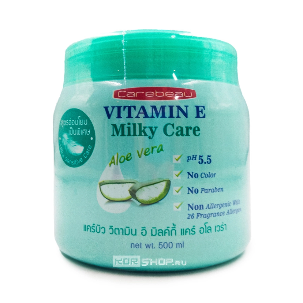 Увлажняющий крем для тела с экстрактом алоэ вера и витамином Е Carebeau, Таиланд, 500 мл