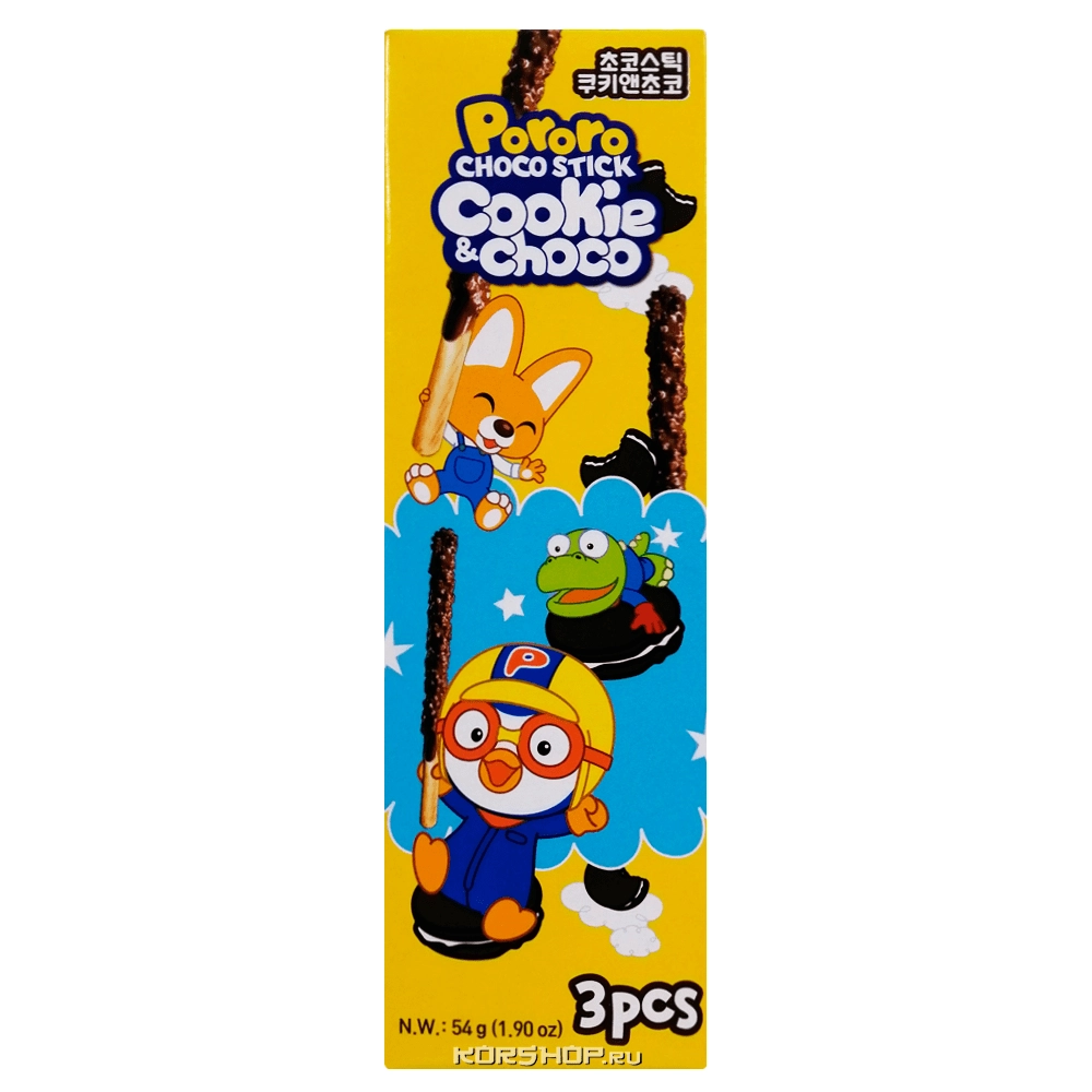 Шоколадные палочки Cookie and Choco Pororo, Корея, 54 г