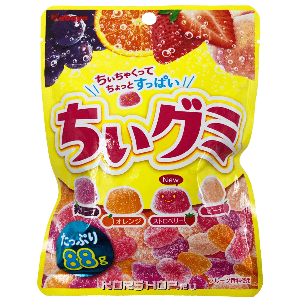Мармелад Ти-и 4 фруктовых вкуса Kabaya, Япония, 88 г.