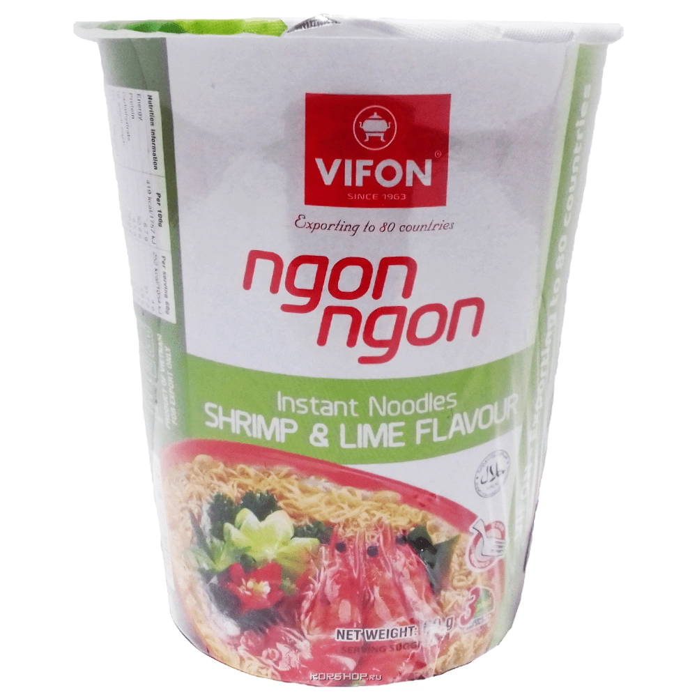 Лапша б\п в восточном стиле со вкусом креветок и лайма Vifon, Вьетнам, 60 г Лапша б\п в восточном стиле со вкусом креветок и лайма Vifon, Вьетнам, 60 г