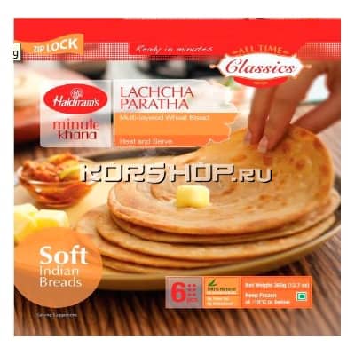Лепешки слоеные Лачча Паратха Haldiram's, Индия, 360 г,