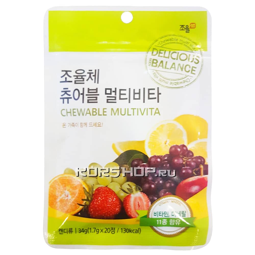 Жевательные конфеты Delicious Body Balance со вкусом клубники, Корея, 34 г