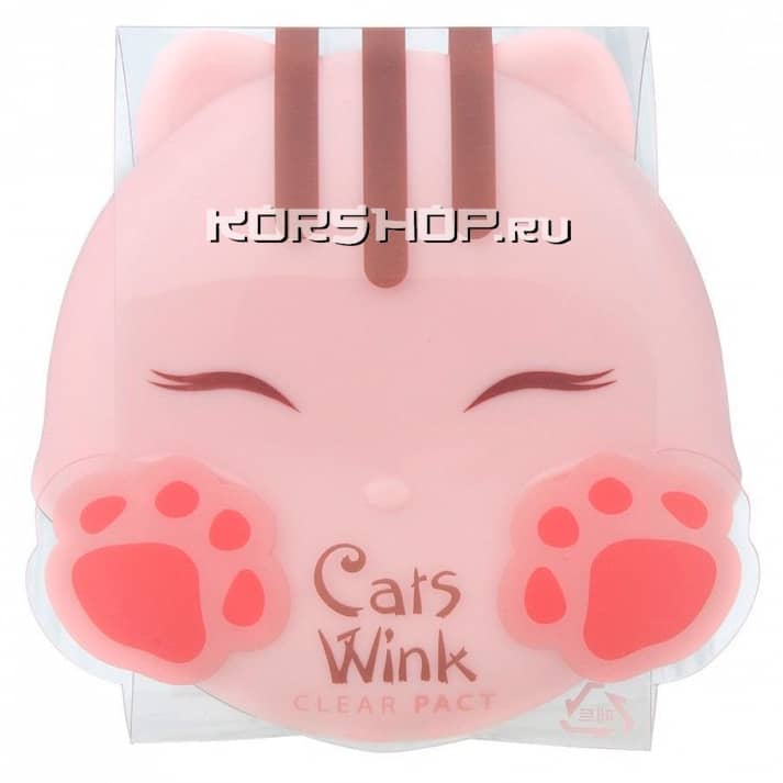 Компактная пудра «Чистое лицо» Cats Wink Clear Pact 01 Tony Moly, Корея, 11 г