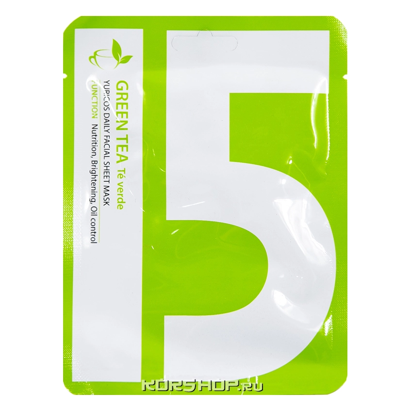 Тканевая маска для лица с зеленым чаем Yuricos, Корея, 22 мл Тканевая маска для лица с зеленым чаем Yuricos, Корея, 22 мл