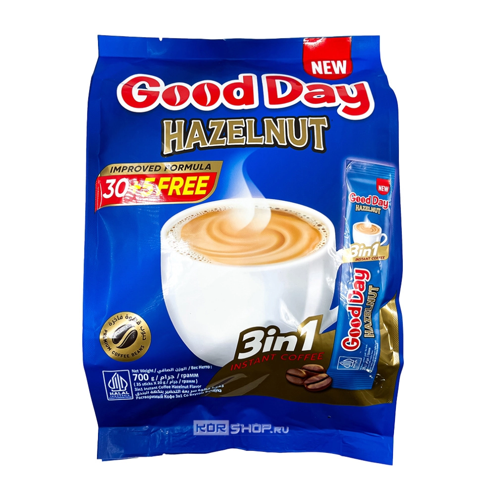 Кофе 3 в 1 «Лесной орех» Good Day, Индонезия, 700 г (35 стиков по 20 г) Кофе 3 в 1 «Лесной орех» Good Day, Индонезия, 700 г (35 стиков по 20 г)