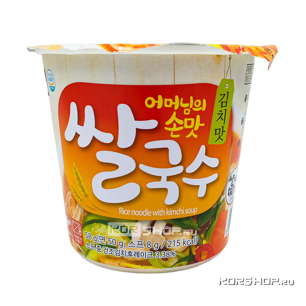 Корейская рисовая лапша б/п со вкусом острой капусты кимчи Бэкче / Baekje, Корея, 58 г