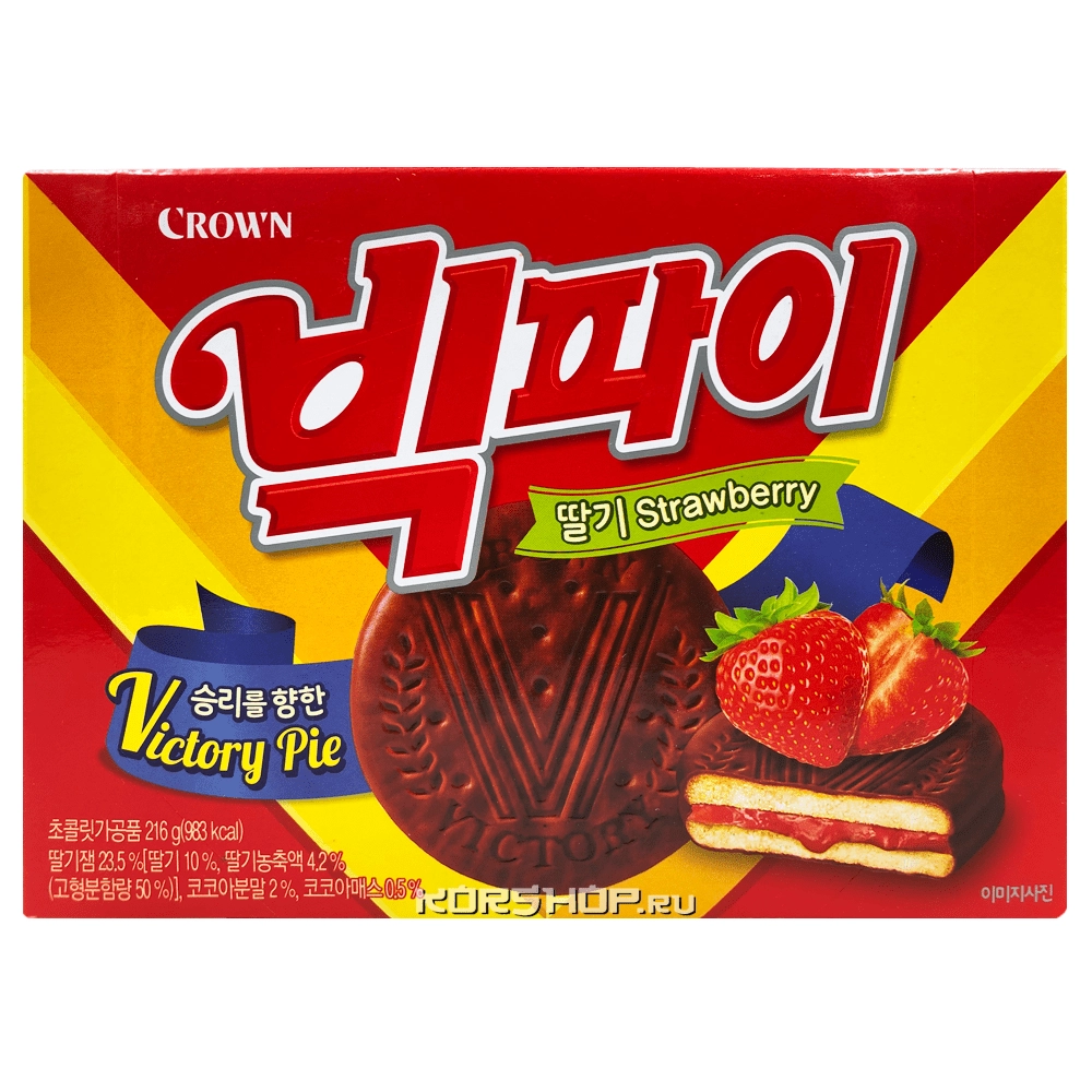Клубничные пирожные Vic Pie Crown, Корея, 216 г Клубничные пирожные Vic Pie Crown, Корея, 216 г