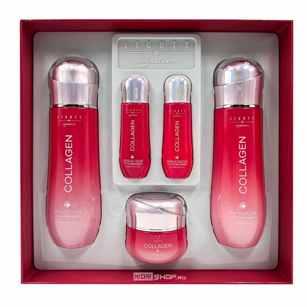 Увлажняющий набор с коллагеном (тонер + эмульсия + крем) 3SET Signature Collagen Essential Skin Care Jigott, Корея Увлажняющий набор с коллагеном (тонер + эмульсия + крем) 3SET Signature Collagen Essential Skin Care Jigott, Корея