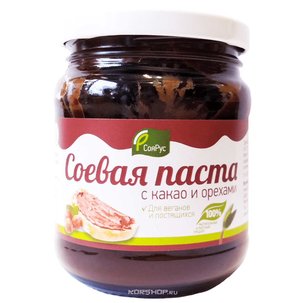 Шоколадная соевая паста с орехами и какао "СояРус", Россия, 250 г