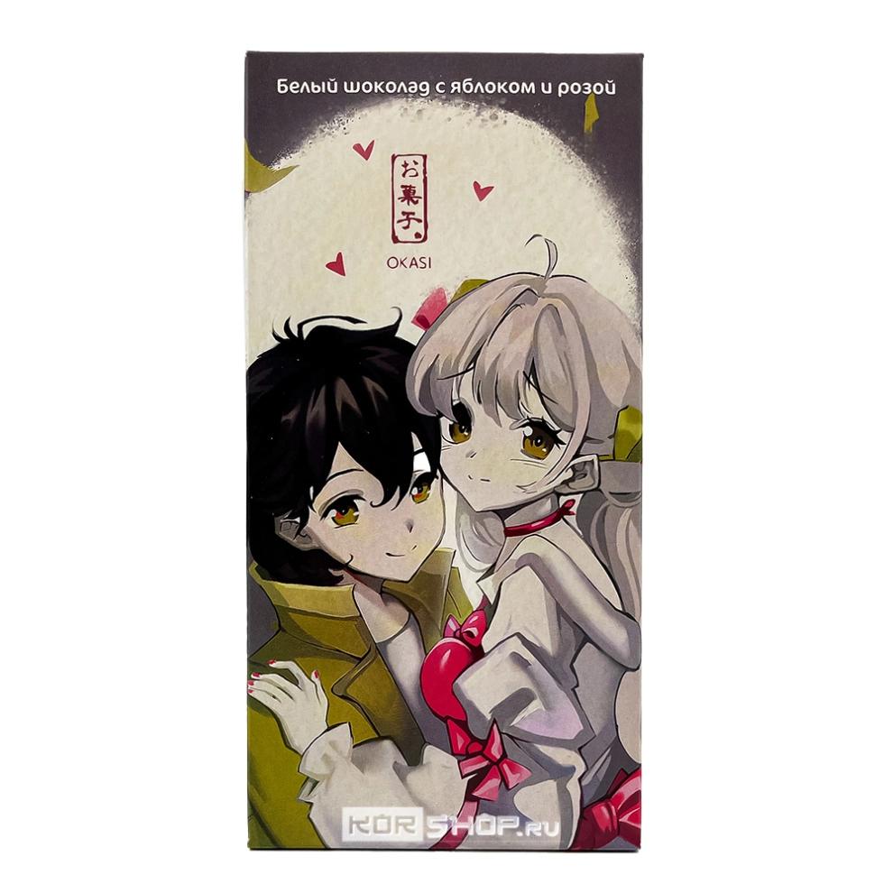 Шоколад белый с яблоком и розой Okasi, Россия, 60 г