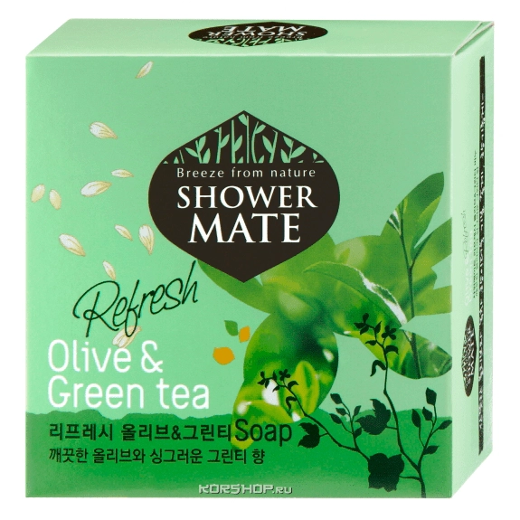 Мыло косметическое Шауэр Мэйт Оливки и зеленый чай Kerasys, Корея 4*100г