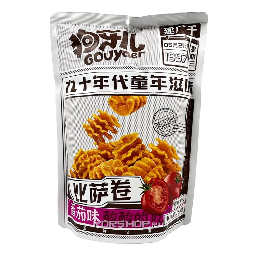 Снэки чипсы рисово - пшеничные пицца ролл со вкусом томата Gouya, Китай, 188 г Снэки чипсы рисово - пшеничные пицца ролл со вкусом томата Gouya, Китай, 188 г