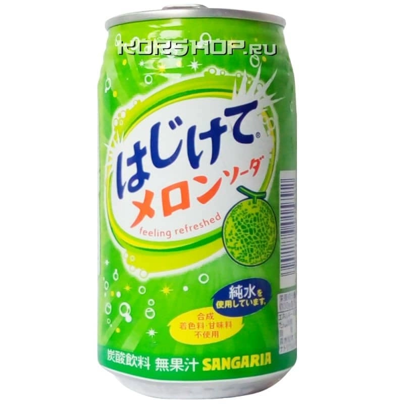 Безалкогольный газированный напиток Sangaria Melon со вкусом дыни, Япония, 350 г