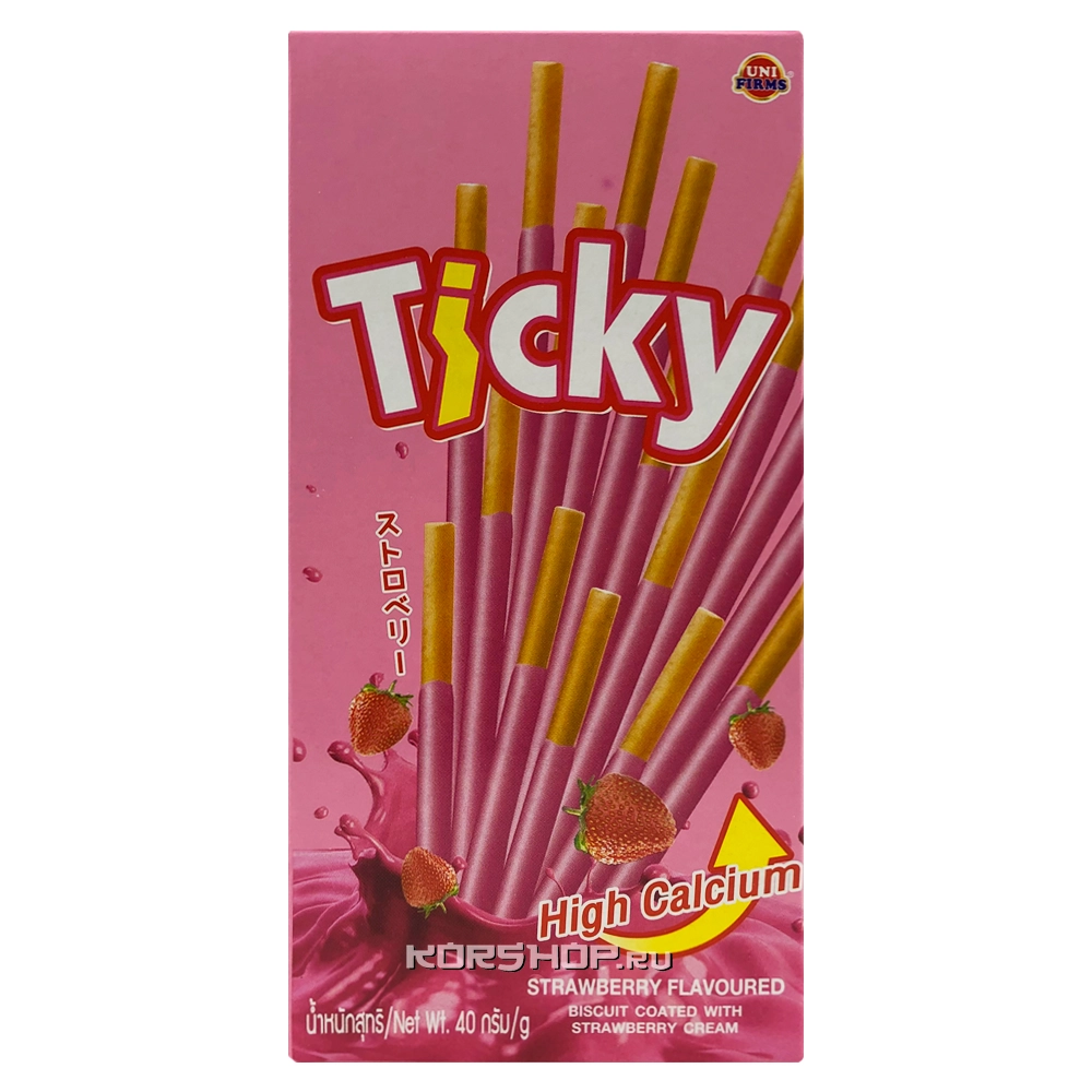 Печенье палочки в клубничной глазури Ticky, Таиланд, 36 г Печенье палочки в клубничной глазури Ticky, Таиланд, 36 г