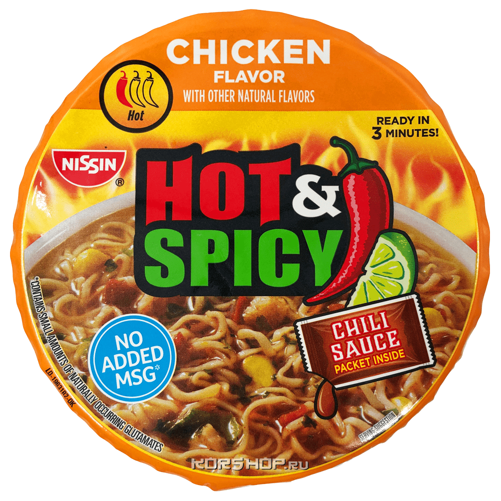 Лапша б/п со вкусом острой курицы Bowl Nissin, США, 94,2 г.