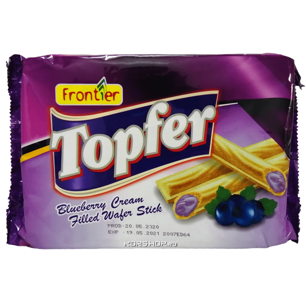 Вафельные трубочки с голубичной начинкой Topfer Frontier, Малайзия, 120 г