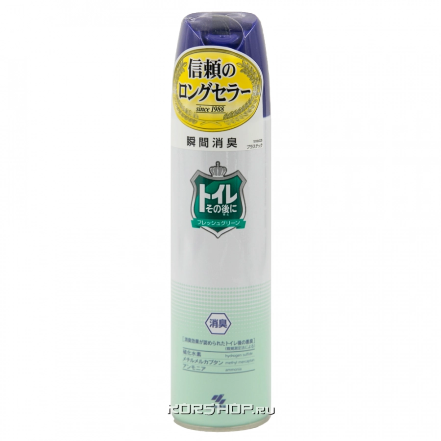 Освежитель воздуха для туалета аэрозоль Свежая Зелень Shoshugen Fresh Green Kobayashi, Япония, 280 мл