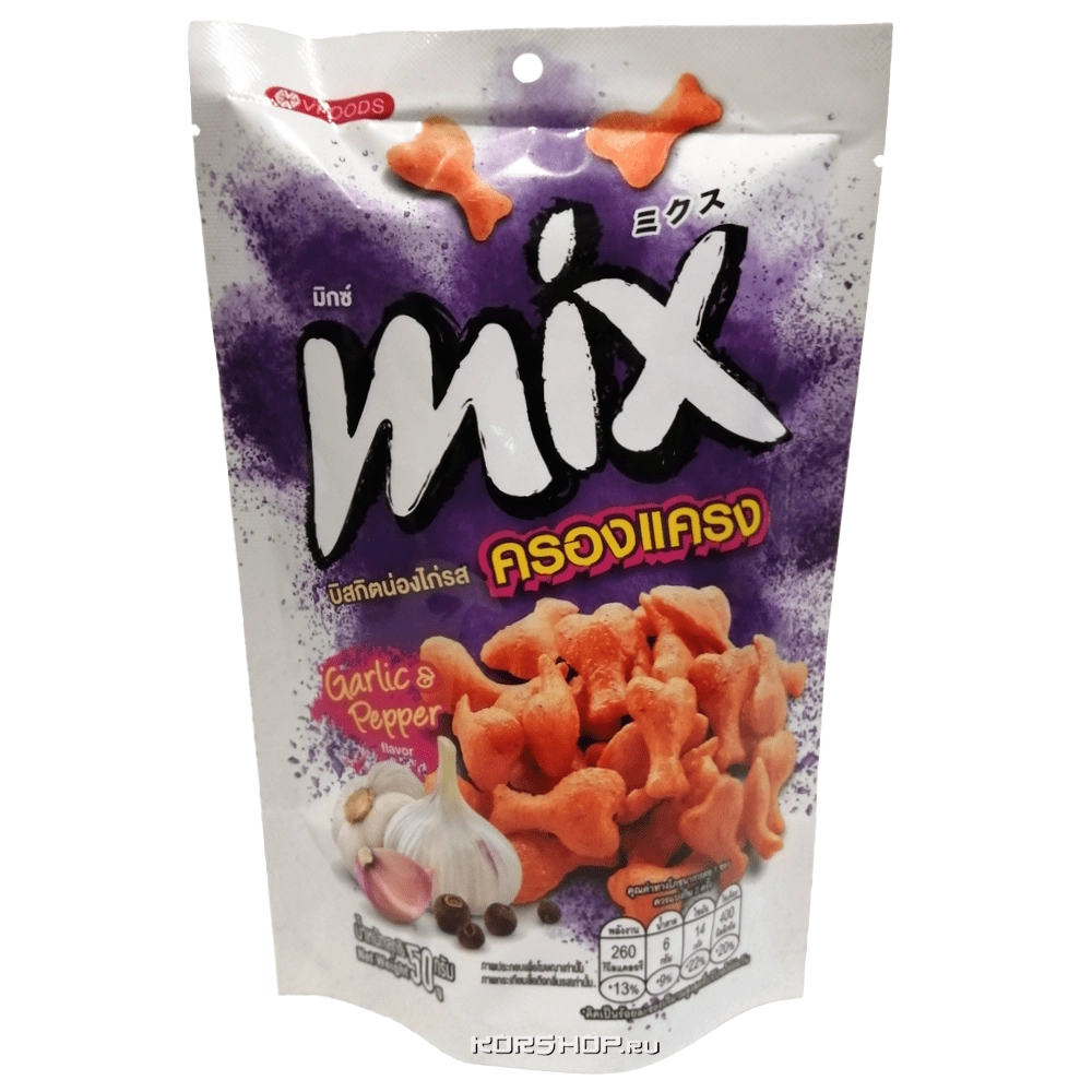 Снэки "Куриные ножки" с чесноком и перцем Mix VFoods, Таиланд, 50 г Снэки "Куриные ножки" с чесноком и перцем Mix VFoods, Таиланд, 50 г