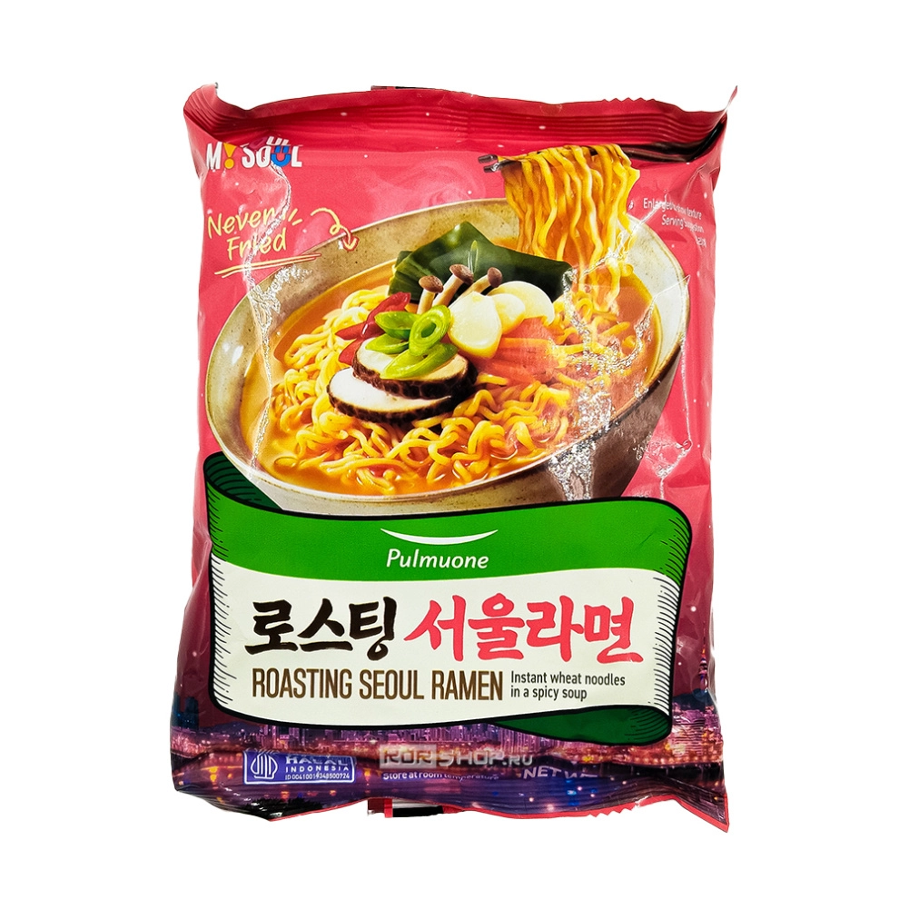 Лапша б/п острая тушеная по-сеульски Roasting Seoul Ramen Pulmuone, Корея, 97 г