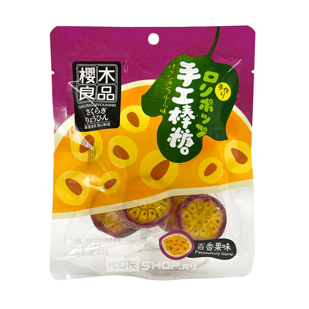 Леденцы на палочке со вкусом маракуйи, Китай, 62 г