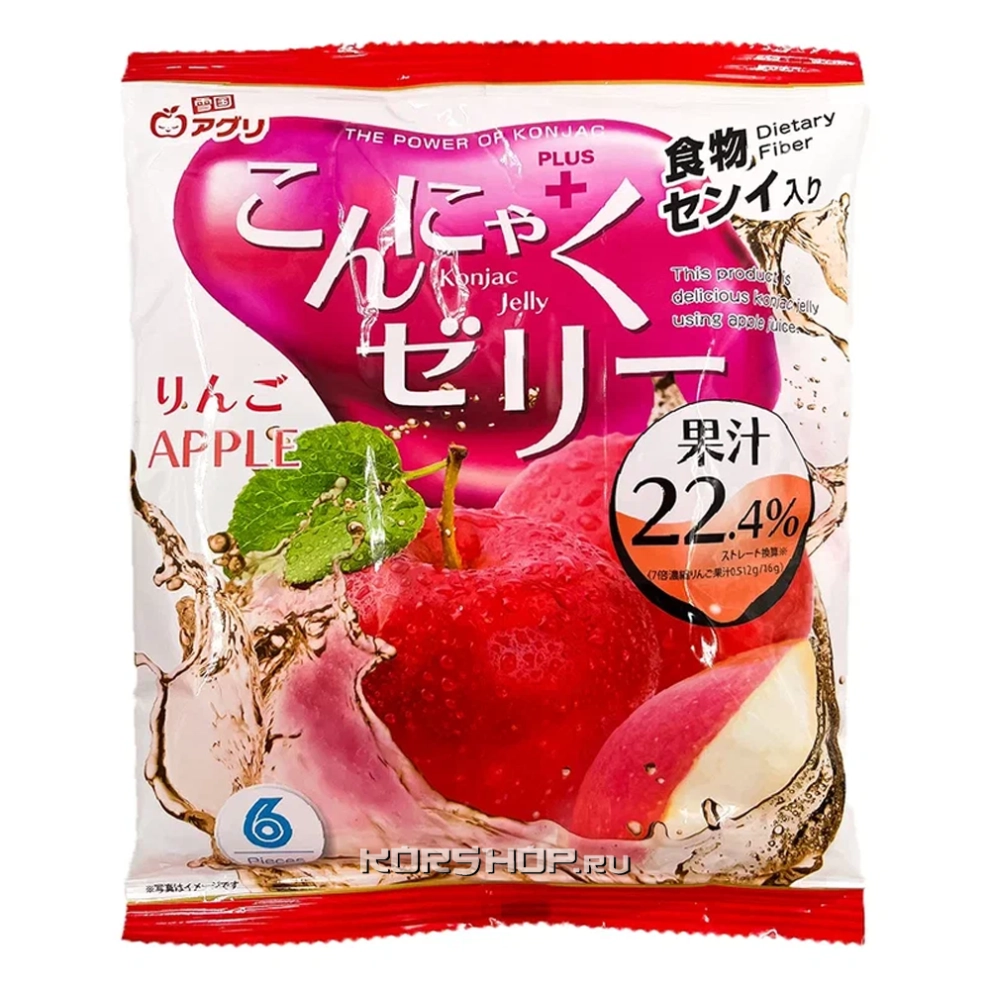 Желе конняку со вкусом яблока Yukiguni Aguri, Япония, 96 г (16 г*6шт) Желе конняку со вкусом яблока Yukiguni Aguri, Япония, 96 г (16 г*6шт)