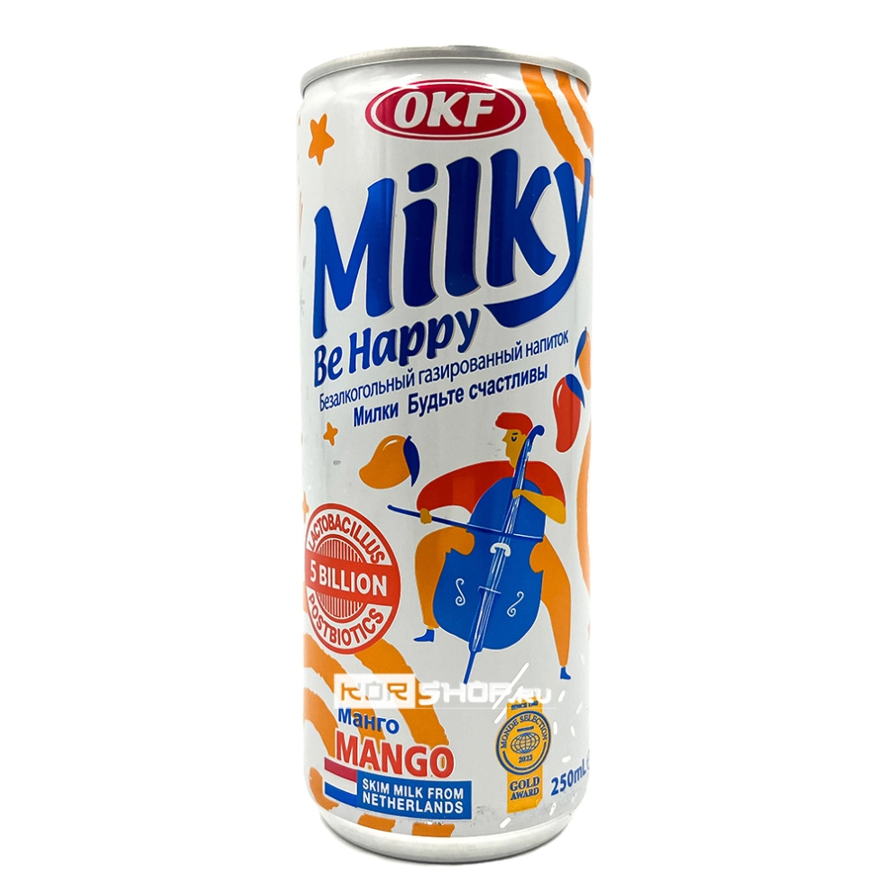 Напиток газированный безалкогольный Манго Милки Би Хэппи Milky Be Happy OKF, Корея, 250 мл Напиток газированный безалкогольный Манго Милки Би Хэппи Milky Be Happy OKF, Корея, 250 мл
