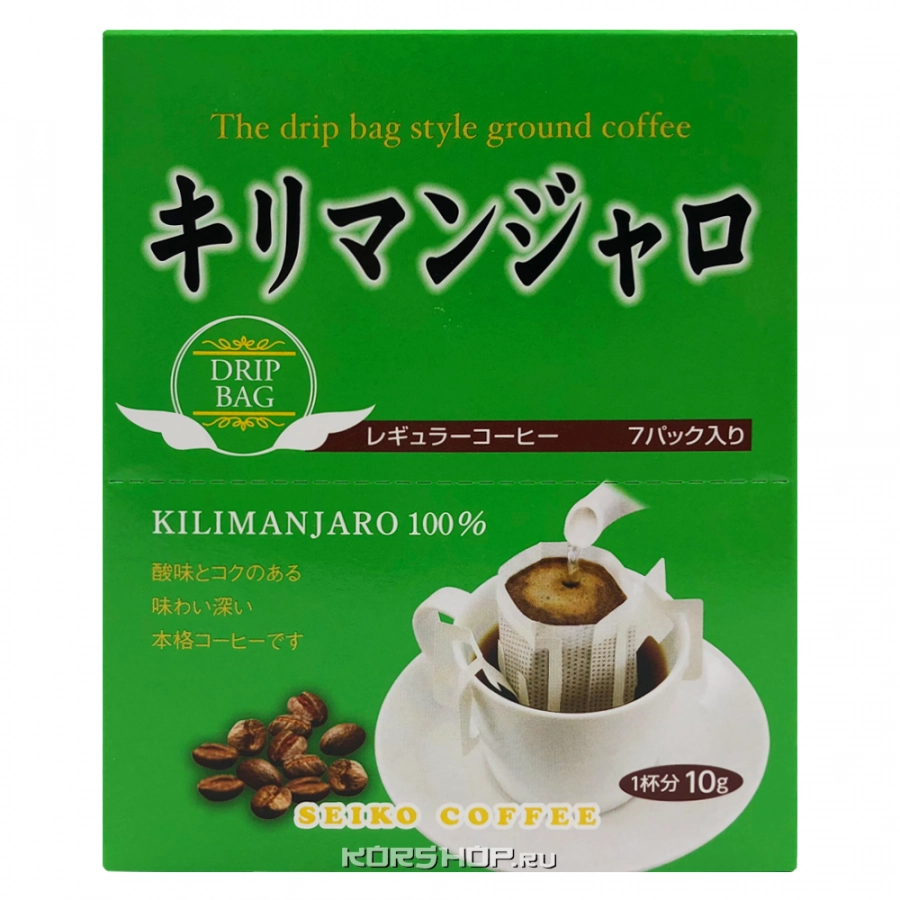 Молотый кофе Килиманджаро Seiko Coffee (дрип-пакеты), Япония, 70 г Молотый кофе Килиманджаро Seiko Coffee (дрип-пакеты), Япония, 70 г