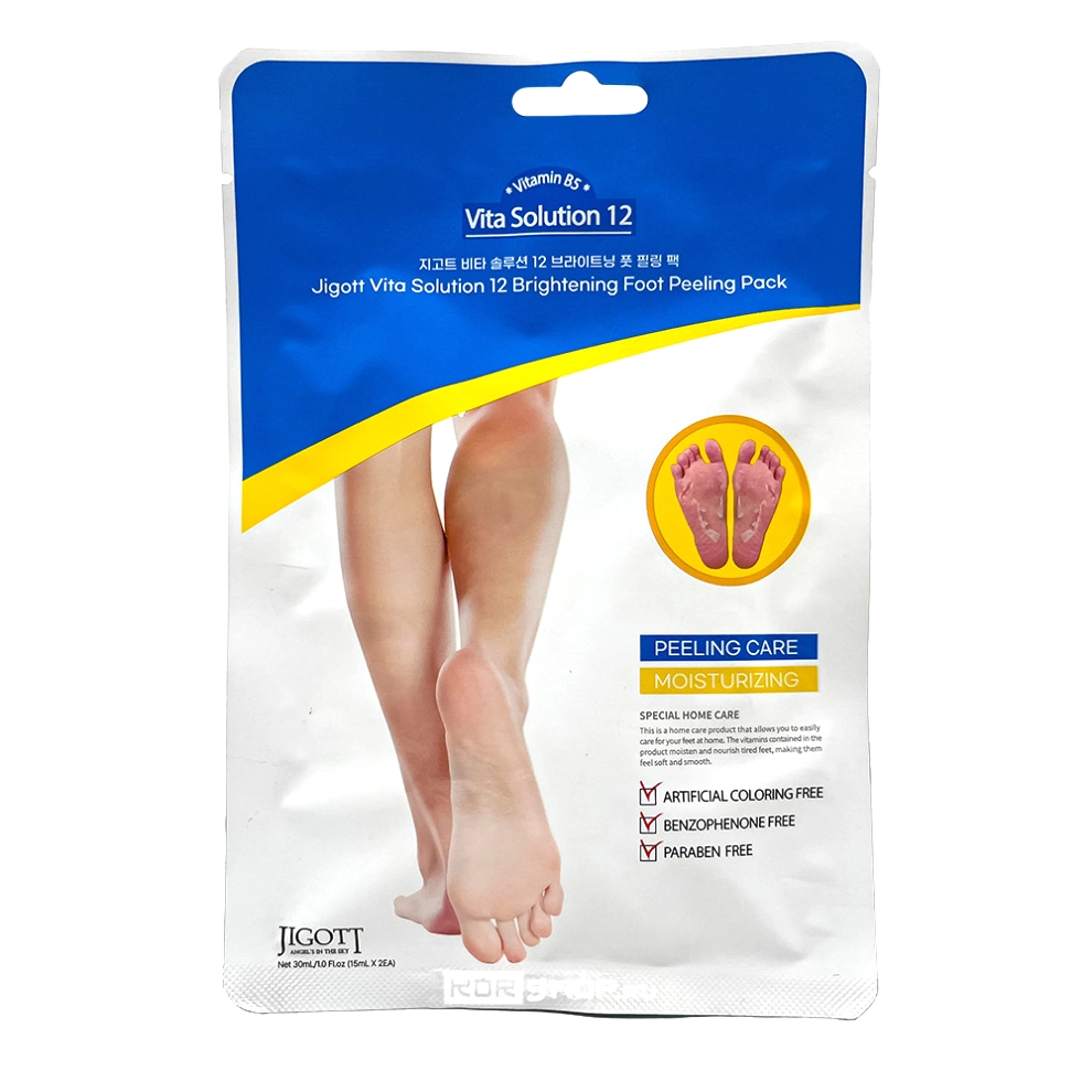 Пилинг носочки увлажняющие отшелушивающие Brightening Foot Peeling Pack Vita Solution 12 Jigott, Корея, 15 мл Пилинг носочки увлажняющие отшелушивающие Brightening Foot Peeling Pack Vita Solution 12 Jigott, Корея, 15 мл