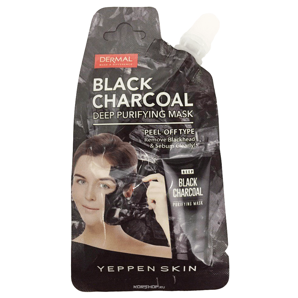 Глубоко очищающая маска для лица с древесным углем Yeppen Skin Dermal, Корея, 20 г