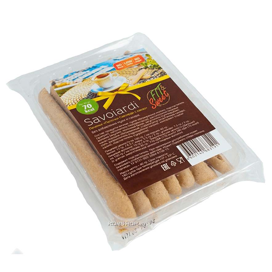 Низкокалорийное шоколадное печенье Палочки Савоярди Fit and Sweet, 40 г