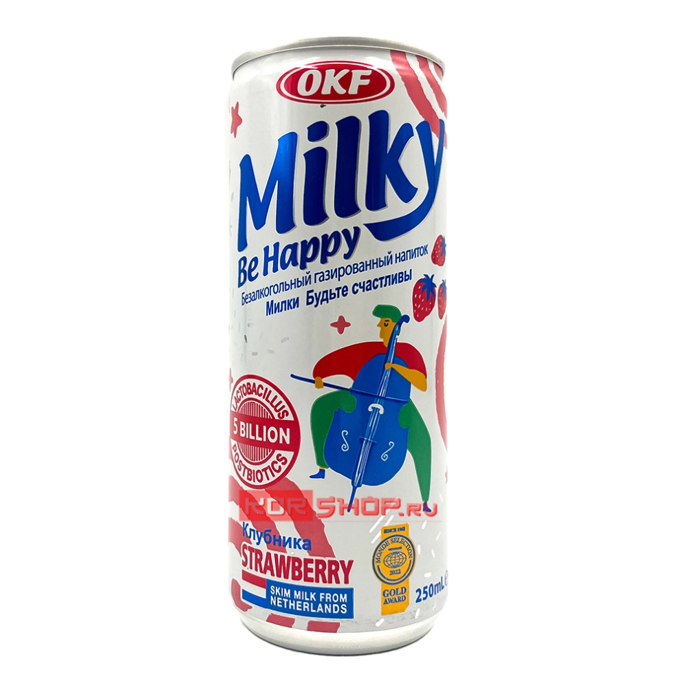 Напиток газированный безалкогольный Клубника Милки Би Хэппи Milky Be Happy OKF, Корея, 250 мл Напиток газированный безалкогольный Клубника Милки Би Хэппи Milky Be Happy OKF, Корея, 250 мл