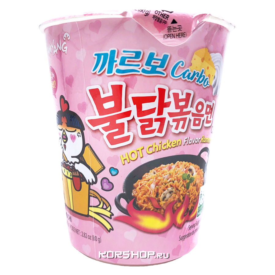 Лапша б/п Острая Курица Карбонара Hot Chicken Carbonara Samyang, Корея, 80 г