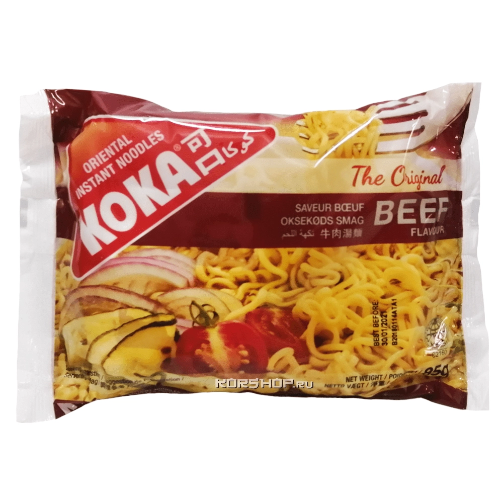 Лапша б/п со вкусом говядины Ориджинал Koka, Сингапур, 85 г