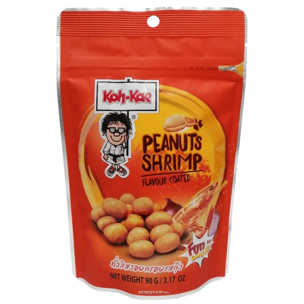 Жареный арахис в панировке со вкусом креветки Koh Kae, Таиланд, 90 г Жареный арахис в панировке со вкусом креветки Koh Kae, Таиланд, 90 г