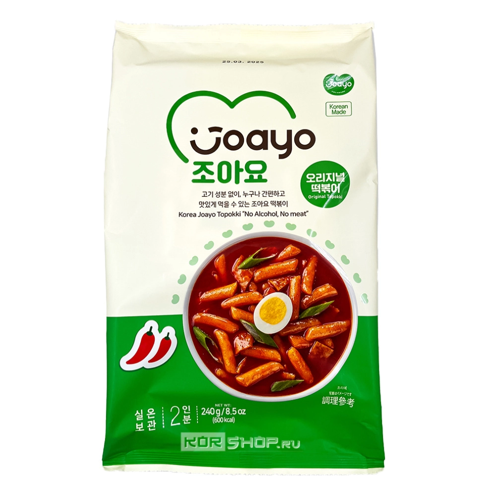 Рисовые клецки токпокки с оригинальным вкусом (2 порции) Original Topokki Joayo, Корея, 240 г