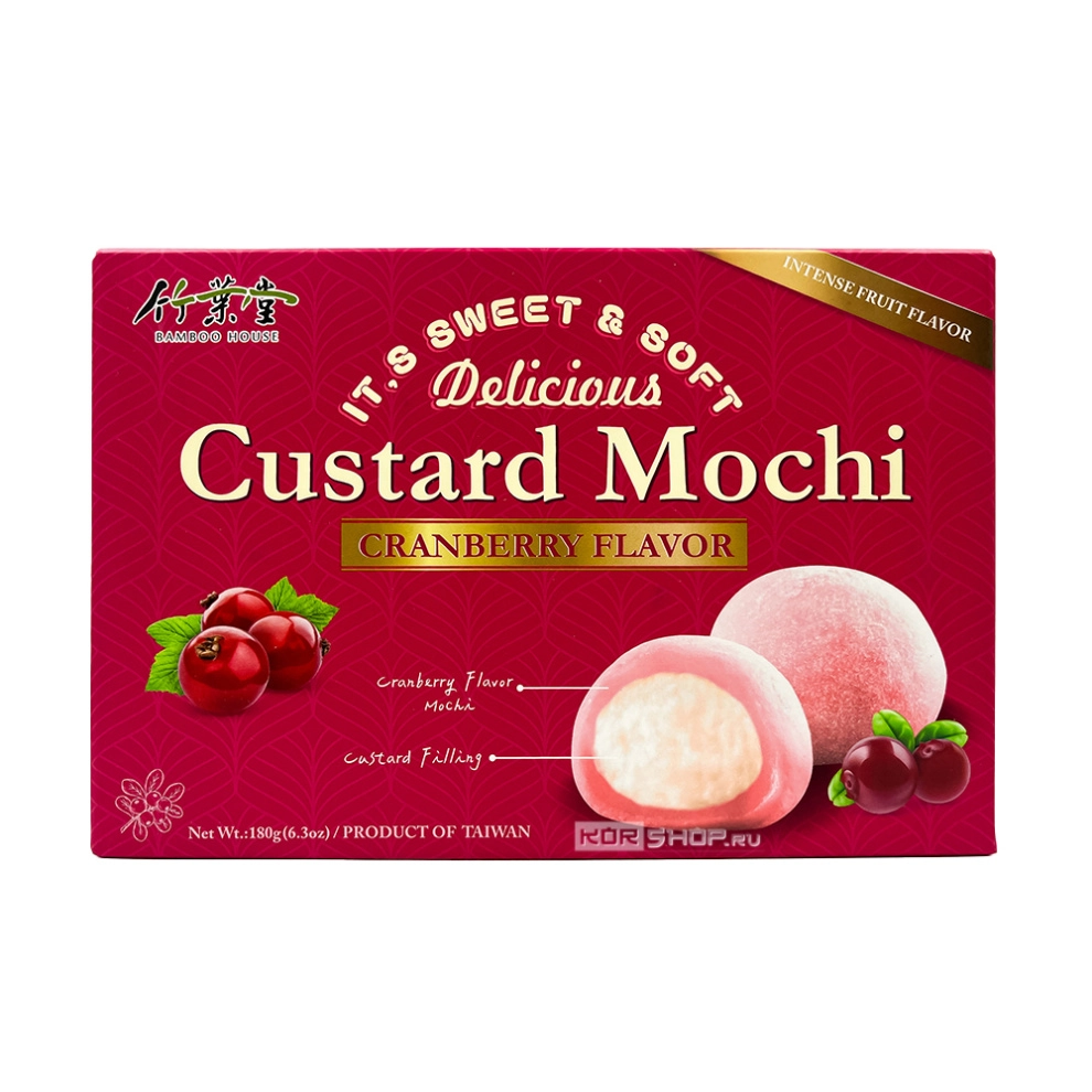 Моти «Клюква» с заварным кремом Bamboo House, Тайвань, 180 г Моти «Клюква» с заварным кремом Bamboo House, Тайвань, 180 г