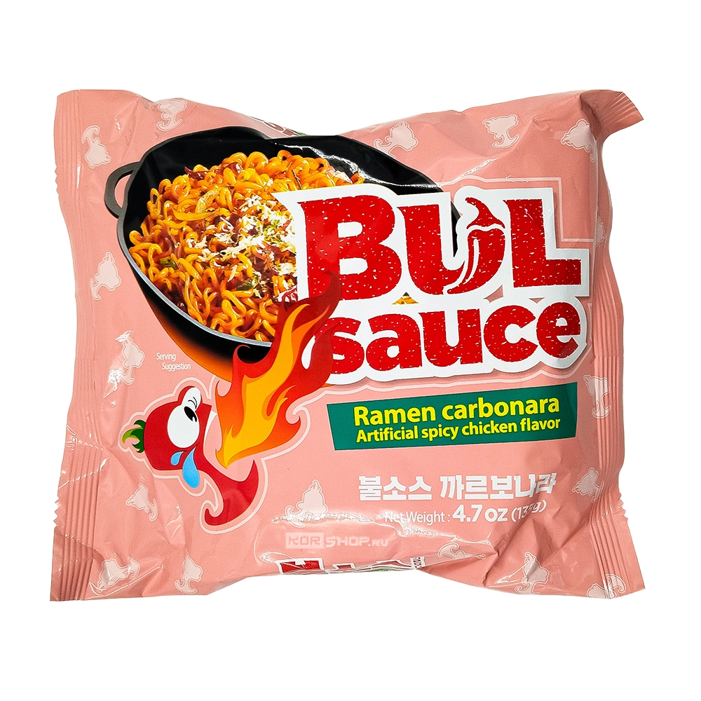 Лапша б/п со вкусом Карбонары и огненно-острым соусом BulSauce Carbonara Ramen Harim, Корея, 135 г Лапша б/п со вкусом Карбонары и огненно-острым соусом BulSauce Carbonara Ramen Harim, Корея, 135 г