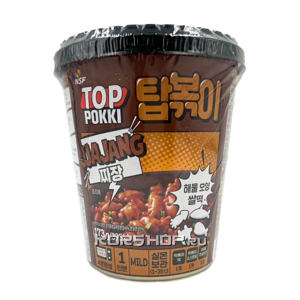 Рисовые палочки Токпокки со вкусом соевых бобов Джаджанг (стакан) Top Pokki NSF, Корея, 173 г