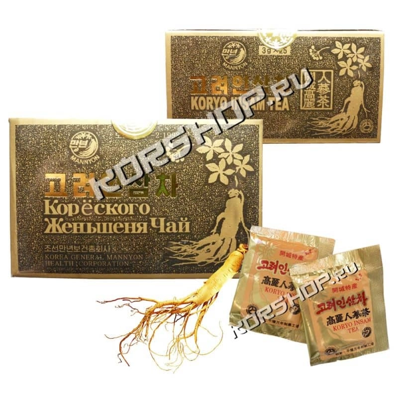 Корейский женьшеневый чай  Корио Инсам Ти (Koryo Insam Tea) пакетированный 75г (25шт.х3г)