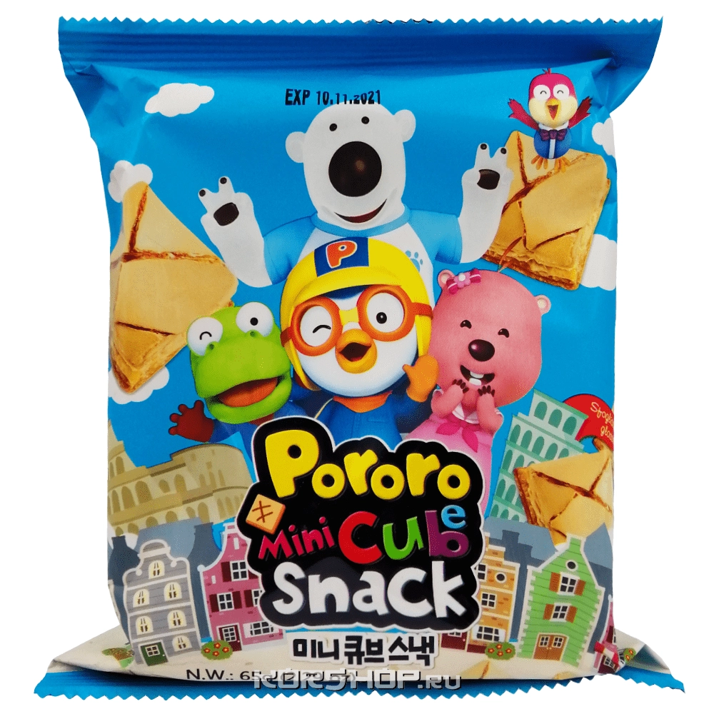 Пшеничные снэки квадратики Pororo Mini Cube Snack, Корея, 65 г.