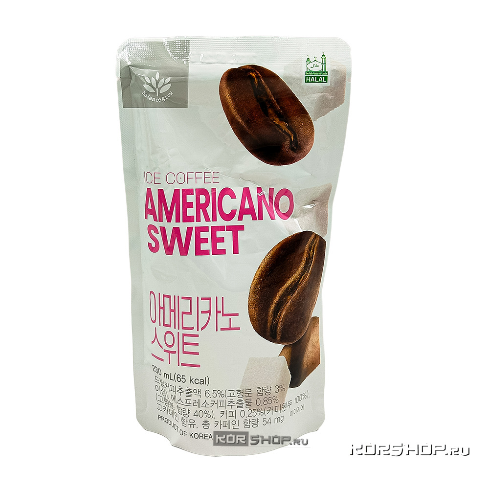 Напиток б/а «Кофе черный Американо сладкий» (Ice Coffee Americano Sweet) Баланс и Рост / Balance Grow, Корея, 230 мл