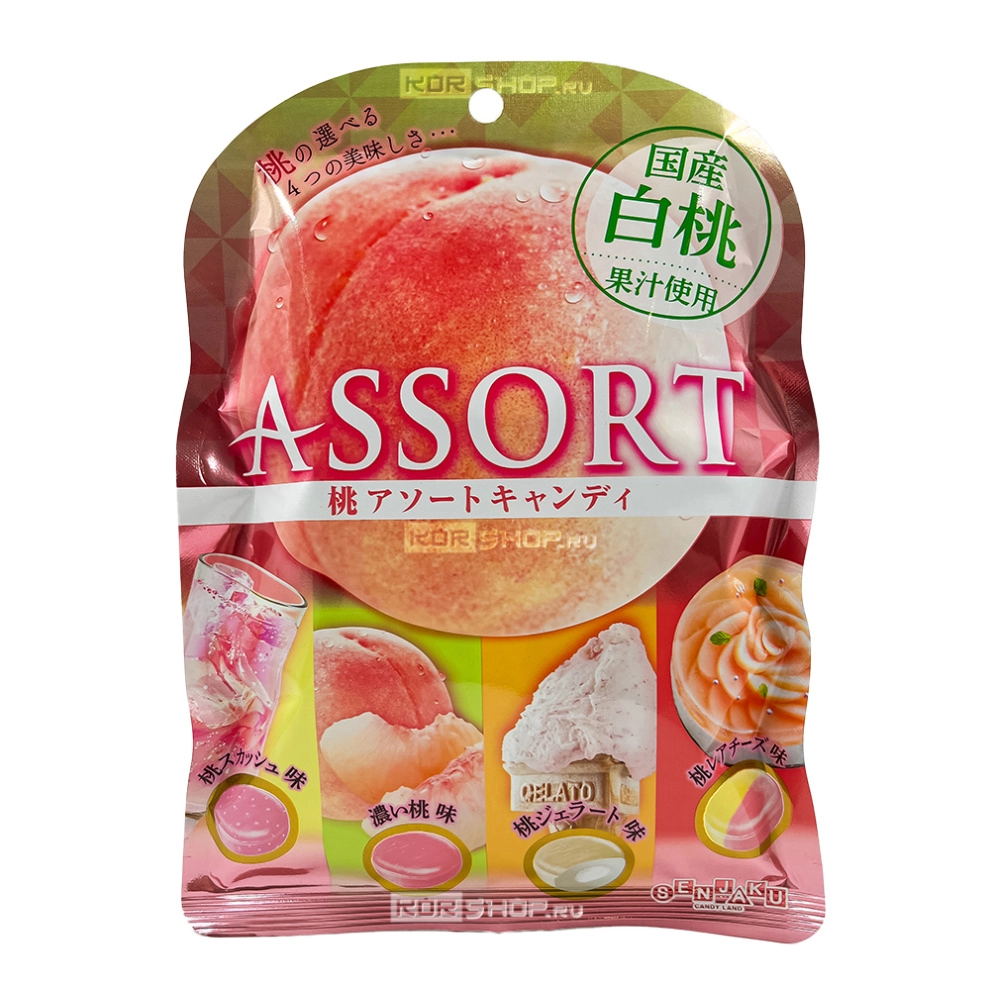 Карамель со вкусами персика Ассорти - 4 Senjaku, Япония, 85 г