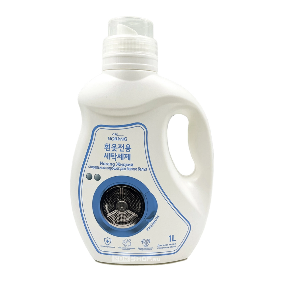 Жидкий стиральный порошок для белого белья Norang, Корея, 1 л Жидкий стиральный порошок для белого белья Norang, Корея, 1 л